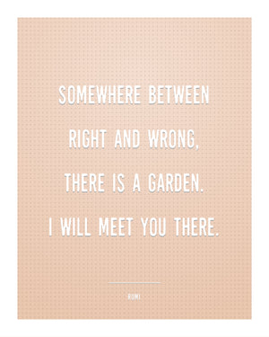 Garden Quote by Rumi Wall Art Print (Peach)