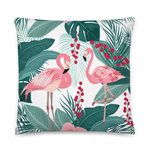Flamingo and Tropical Print Pillow