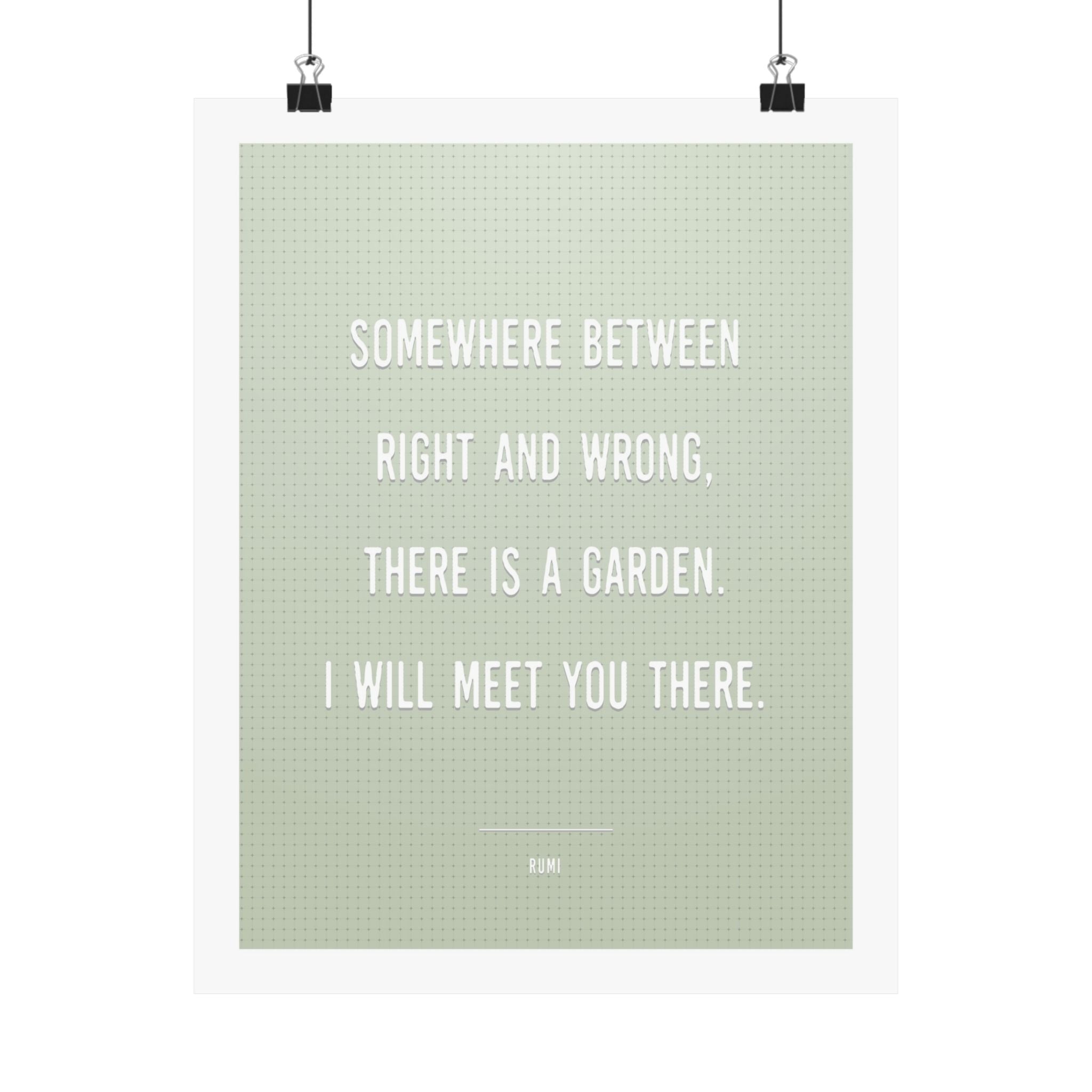 Garden Quote by Rumi Wall Art Print (Green)