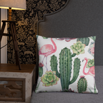 Cactus and Flamingo Print Pillow