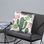 Cactus and Flamingo Print Pillow