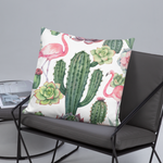 Cactus and Flamingo Print Pillow