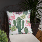 Cactus and Flamingo Print Pillow