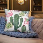 Cactus and Flamingo Print Pillow