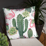 Cactus and Flamingo Print Pillow