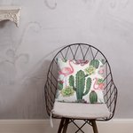 Cactus and Flamingo Print Pillow
