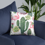 Cactus and Flamingo Print Pillow
