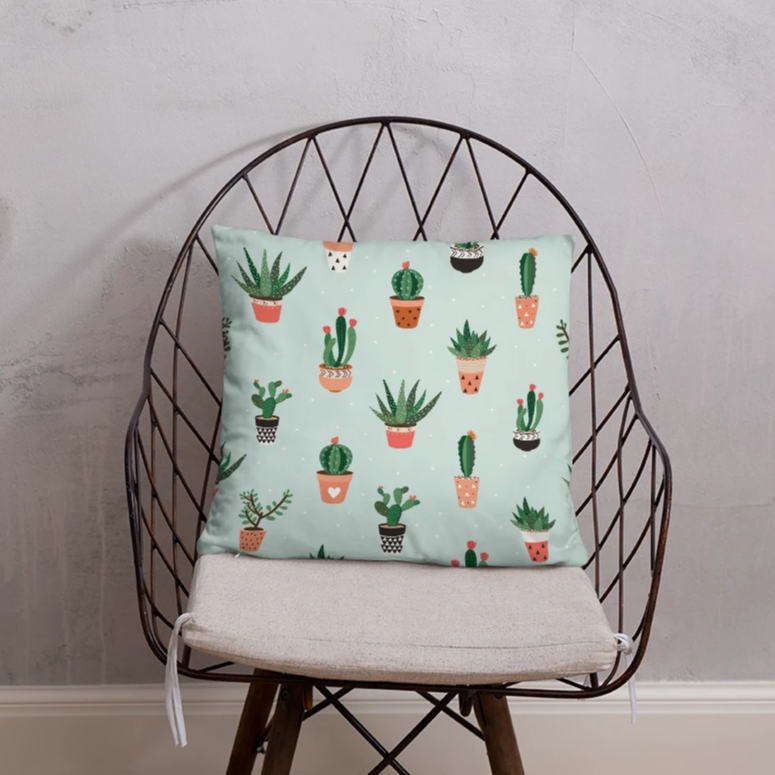 Succulent Print Pillow