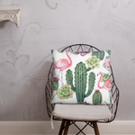 Cactus and Flamingo Print Pillow